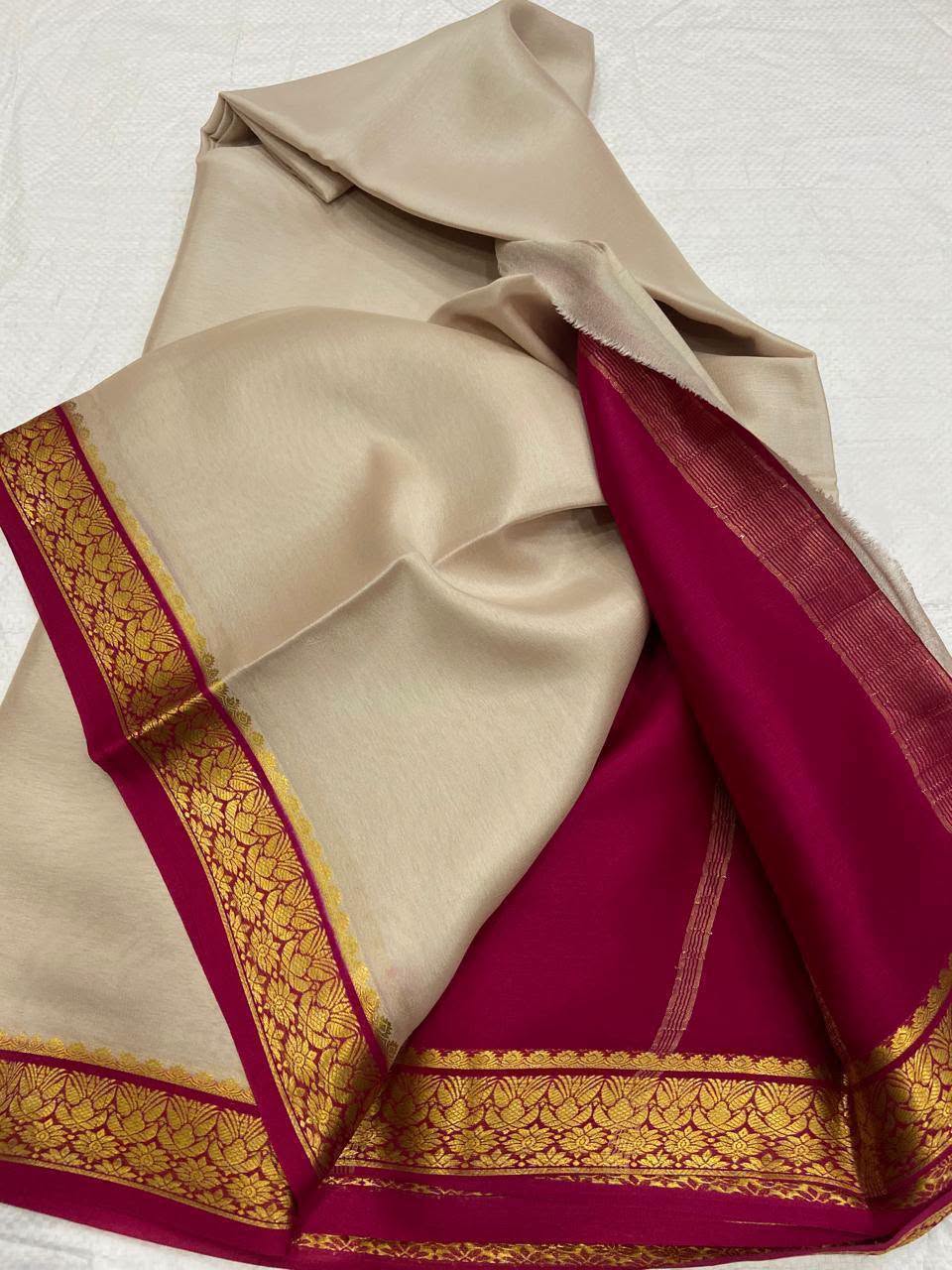 Beige/Cream & Maroon