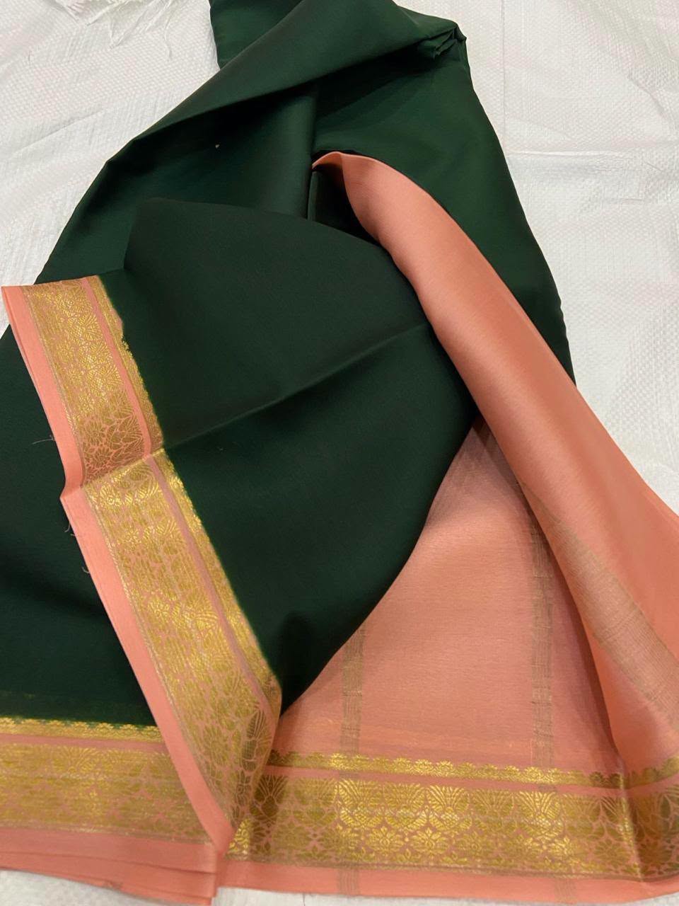 Dark Bottle Green & Peach